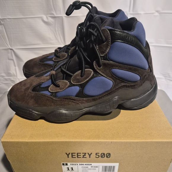 Adidas Yeezy 500 High Sneakers - Black and Blue Size 11 New In Box - Picture 2 of 6